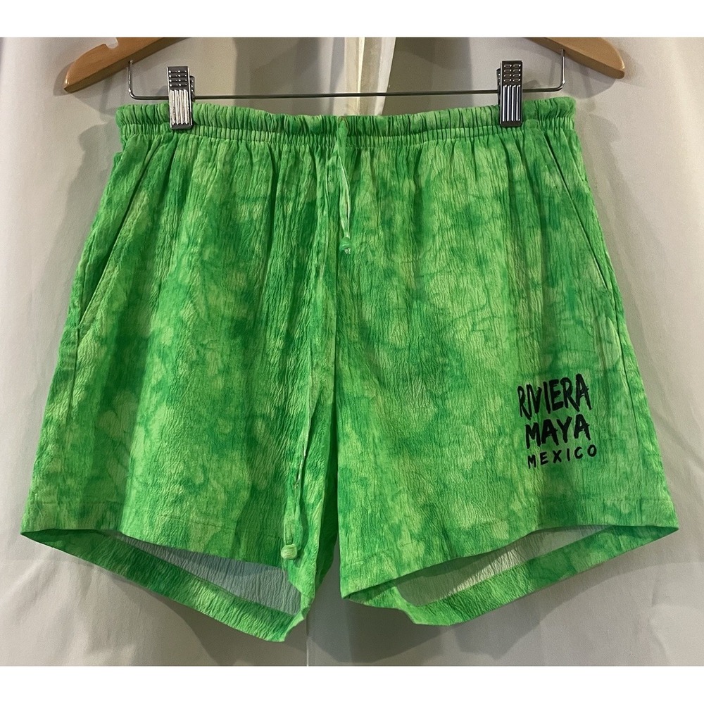 Vintage Riviera Maya Swim Shorts Neon Green Size‎ Large